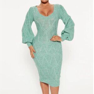 FASHION NOVA Mint Green Sweater Dress